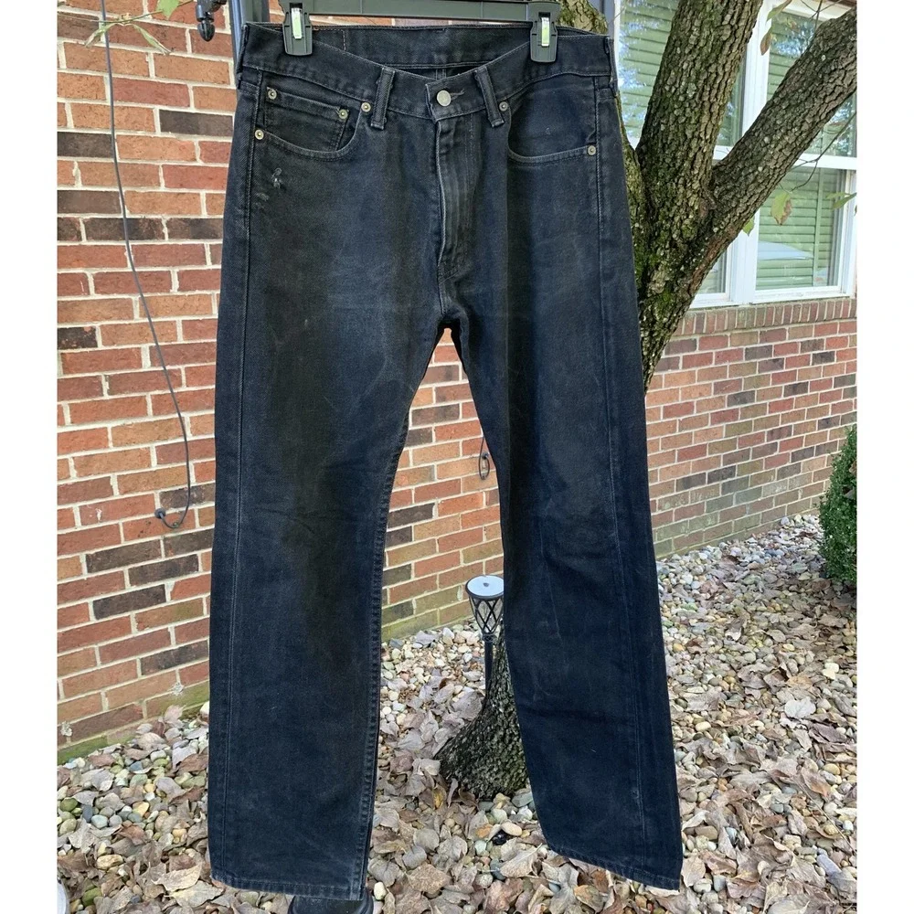 Levis 505 Jeans Mens‎ W32 L32 Black Denim Pants Classic Straight Leg